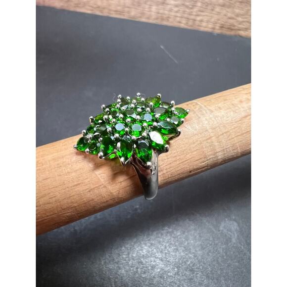 Chrome diopside sterling silver cocktail ring size 8 - Picture 11 of 16